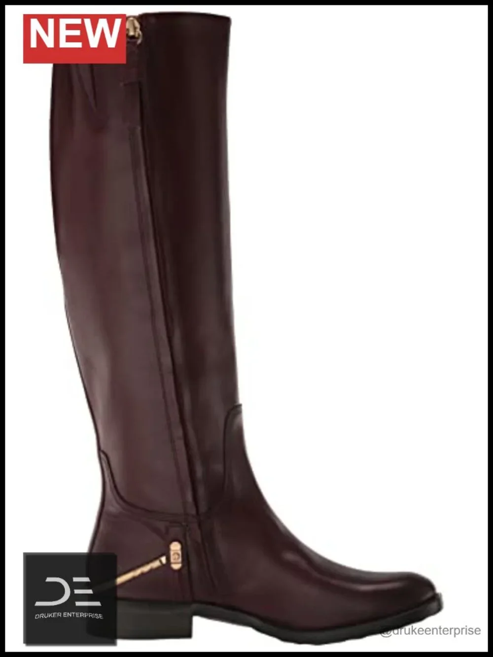 Franco Sarto Women's Knee High Boots Leather Side Zip Stacked Heel